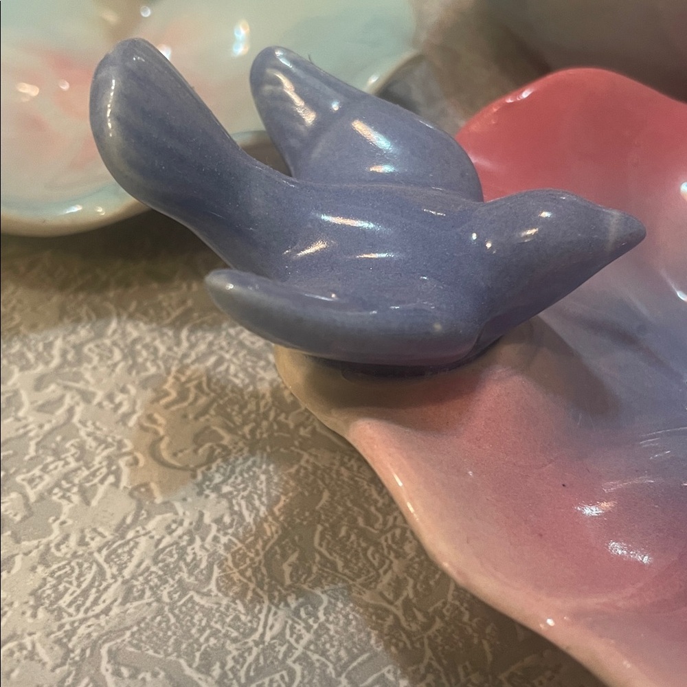 Small antique Royal Copley bird dishes with a bird bowl. - Picture 12 of 12